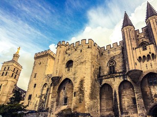papal palace in avignon in france