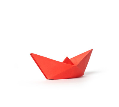 red origami boat