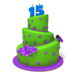 Birthday cake with number fifteen