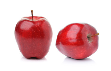 Red ripe apple on white background
