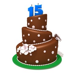 Birthday cake with number fifteen