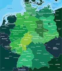 Color map of Germany - obrazy, fototapety, plakaty