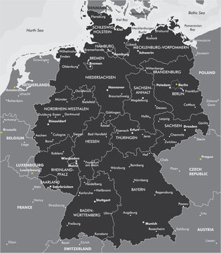 Black and white map of Germany