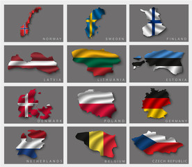 Obraz premium Flags in the form of states