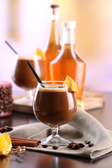 Espresso cocktail served on table