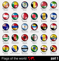 Flags of all countries in the 3d ball