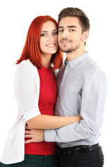 Loving couple isolated on white