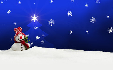 snowman Merry Christmas blue