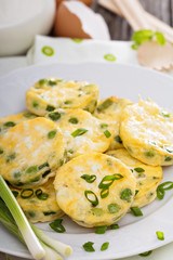 Mini frittatas with peas, green onion and feta