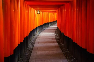 Afwasbaar fotobehang Torii-poorten in Fushimi Inari-schrijn, Kyoto, Japan © lkunl