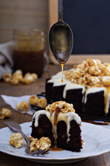 Chocolate ginger pear cake with cream cheese glaze