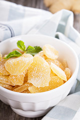 Candied ginger in a jar