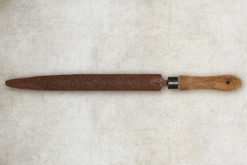 old tool carpenter rasp for wood isolated
