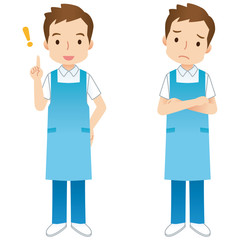 男性　エプロン　介護福祉士