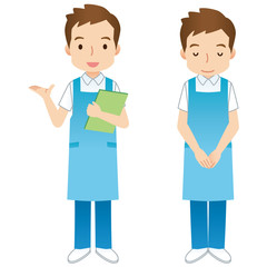 男性　エプロン　介護福祉士