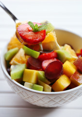 Fruit salad on table