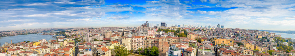 Fototapeta na wymiar Giant panoramic view of Istanbul. Aerial city view on a beautifu