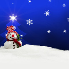 snowman Merry Christmas blue