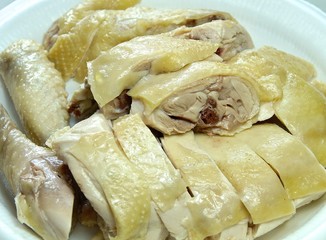 The chopped of salt water chicken on plate