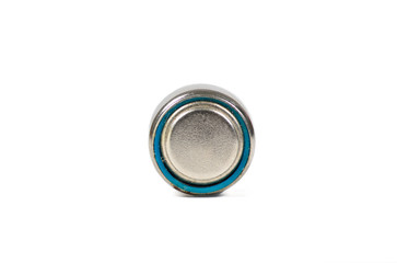 Lithium button cell battery isolated on white