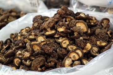 Sacks with Dried Mushrooms
