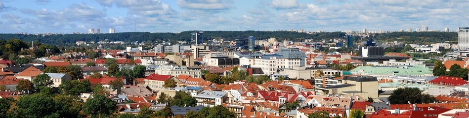 Naklejka na ściany i meble Vilnius city aerial view from Vilnius University tower