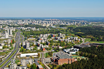 Vilnius city capital of Lithuania aerial view