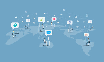 global social business communication connection background