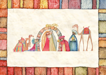 Christian Christmas Nativity scene with the three wise men © vitamasi