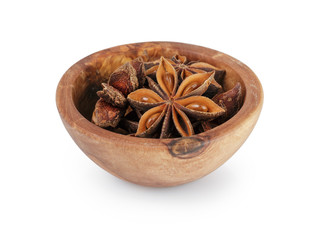 whole anise stars in bowl