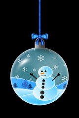 Illustration of a Snowman in a Christmas Ornament