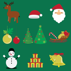 Set of Winter Merry Christmas and Holiday Vectors and Icons