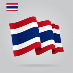 Flat and waving Thai Flag. Vector