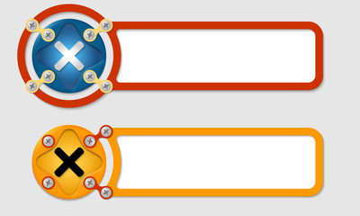 abstract frames for any text with screws and multiplication symb