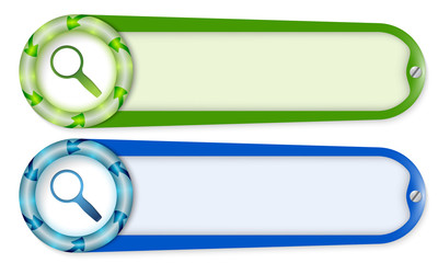 Obraz premium set of two buttons with arrows and magnifier