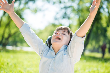 Boy enjoying music