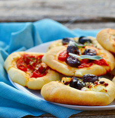 all sorts of mini pizzas. Italian cuisine
