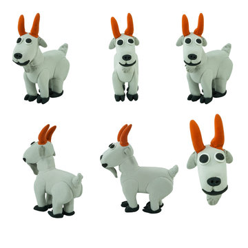 Set of grey goat made from plasticine