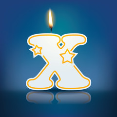 Candle letter X with flame
