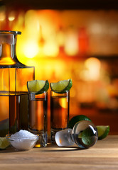 gold tequila with salt and lime