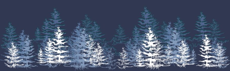 Winter background with Christmas trees