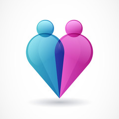 Abstract colorful people and heart shape icon. Vector logo templ