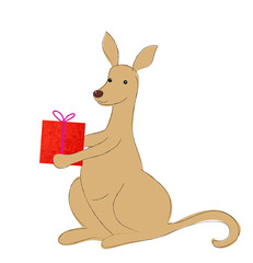 Känguru mit Geschenk
