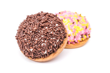 Marshmallow Cookies With Chocolate Sprinkles Isolated