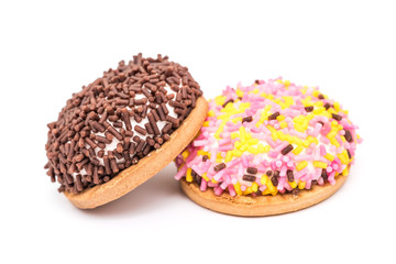 Marshmallow Cookies With Chocolate Sprinkles Isolated