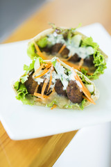 vegetarian falafel in pita bread sandwich