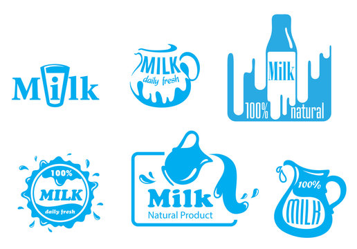 Blue and white Milk labels