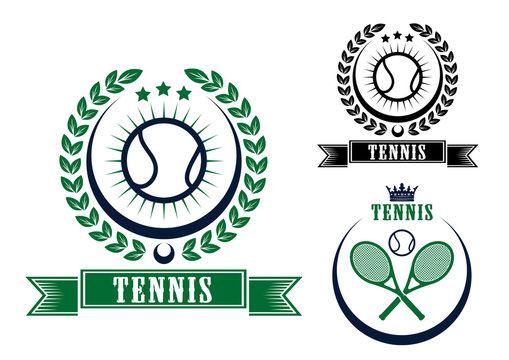 Tennis sports emblems or badges