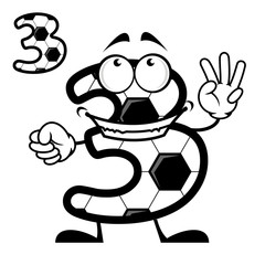 Cute number 3 with a soccer ball pattern
