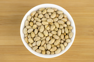 Aerial macro shot of roasted soybeans as nut snack